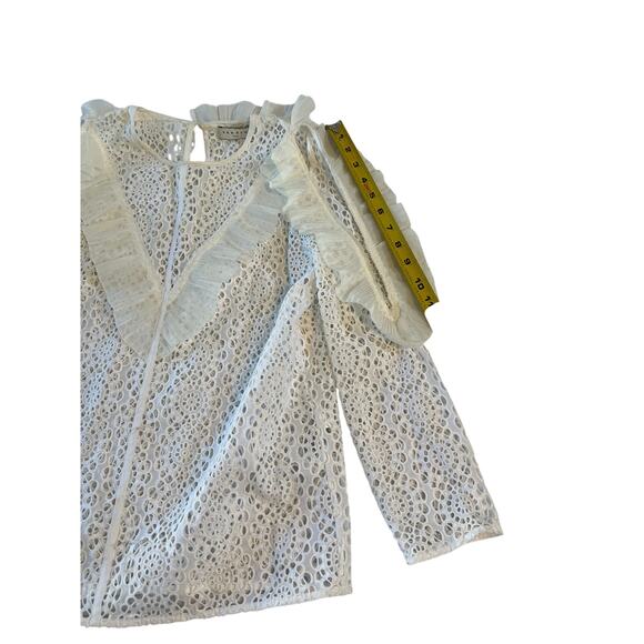 Sandro Eyelet Ruffle Trim Blouse Womens 1 Cottagecore Whimsy Coquette White Twee - Picture 6 of 16